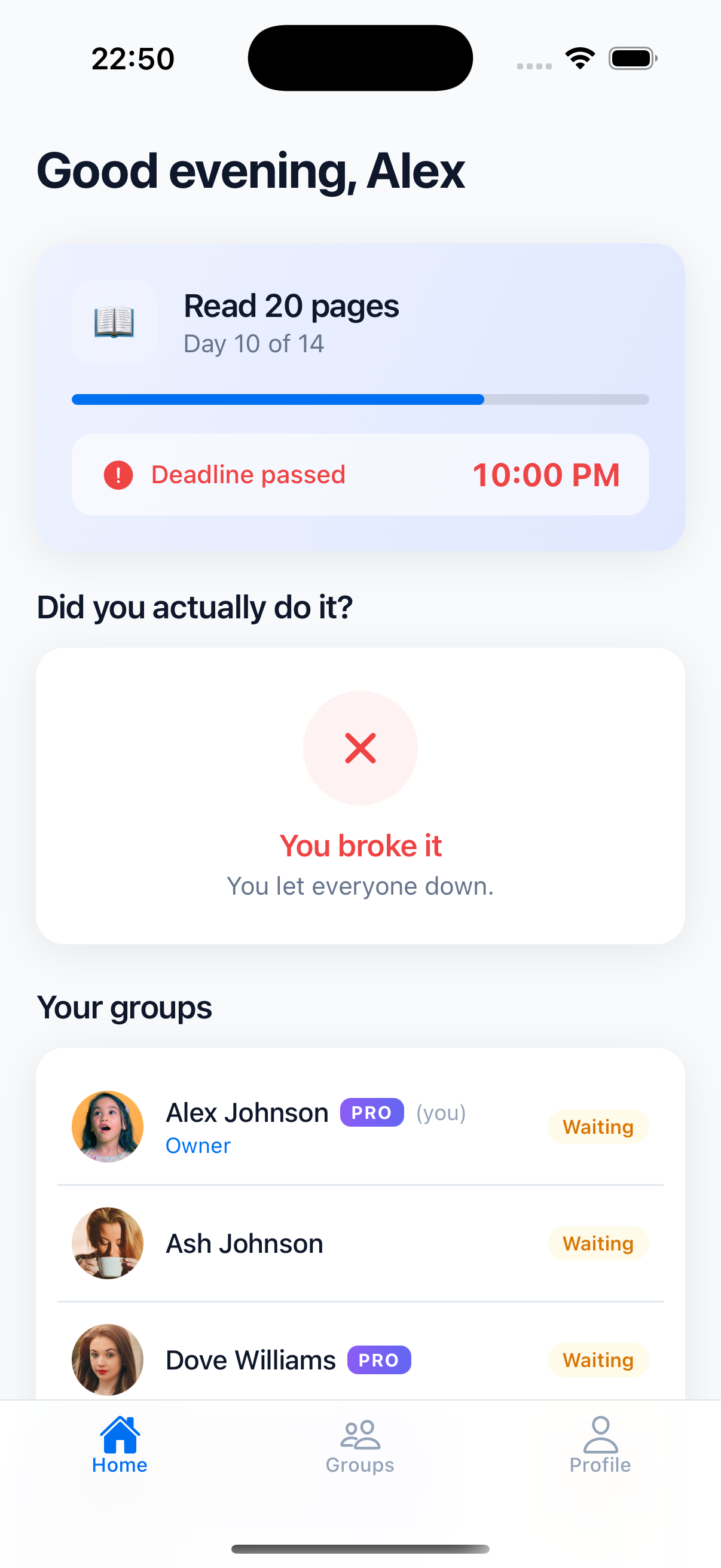 LAST group screen